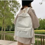 书包韩版简约大容量原宿背包初中生大学生高中双肩包男高中生纯色