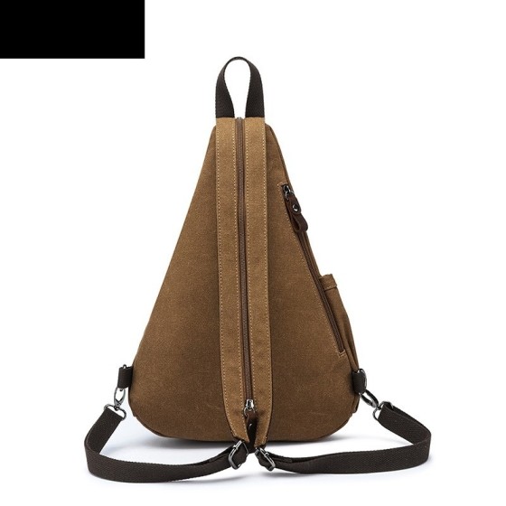 厂家直供新款帆布胸包休闲双肩包疯马皮多功能斜背包chest bag