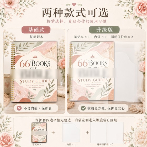 Amazon亚马逊66卷书学习指南笔记本手账本计划本信仰研读笔记本