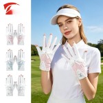 TY高尔夫手套女士露指可触屏 夏季防晒透气防滑GOLF球手套 双手