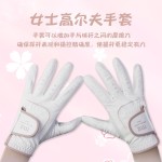女士高尔夫手套青灰羊皮手掌纳米超纤手背亲肤料保护双手练习手套