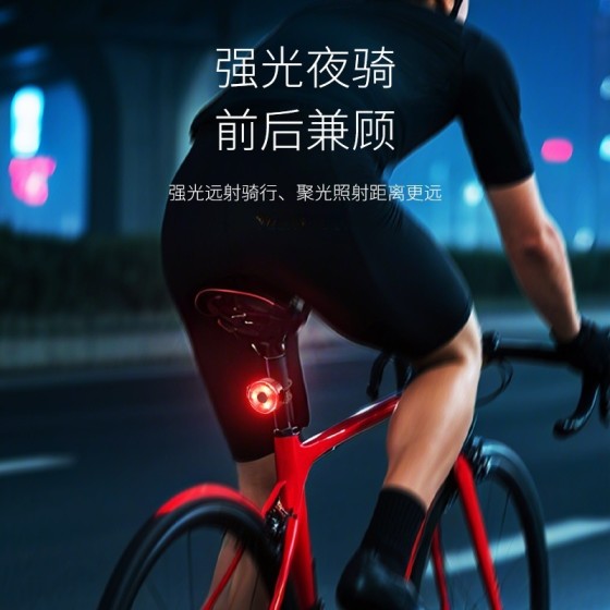 新款儿童学生自行车尾灯迷你户外骑行单车警示灯可充电持久续航夜