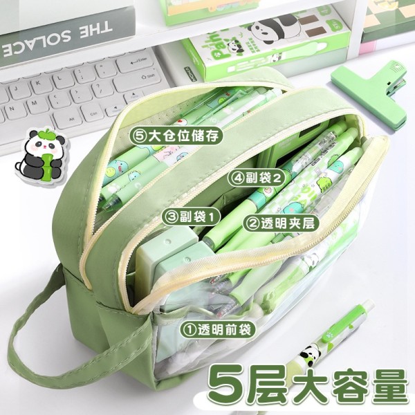 透明多层笔袋大容量学生文具盒简约多功能收纳整理神器初中生文具