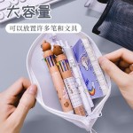 韩版简约大容量透明笔袋网纱尼龙高颜值铅笔袋文具袋可爱儿童文具