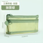 华杰网纱笔袋双层大容量透明文具袋学生考试铅笔袋高颜值ins简约