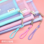 B6 卡通双层网纱笔袋 多色大容量高颜值学生考试文具袋铅笔袋批发