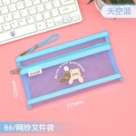 B6 卡通双层网纱笔袋 多色大容量高颜值学生考试文具袋铅笔袋批发