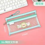 B6 卡通双层网纱笔袋 多色大容量高颜值学生考试文具袋铅笔袋批发