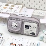 拼接格纹小猫笔袋高颜值女生2026新款文具盒大容量简约文具套装