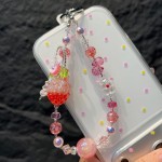 琉璃花编织链条光变树脂立体草莓夜光手机链天女珍珠挂链水晶链绳