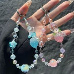 琉璃花编织链条光变树脂立体草莓夜光手机链天女珍珠挂链水晶链绳