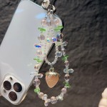 人造水晶手机链条亚克力立体草莓吊坠女款时尚手机链挂绳手工配饰