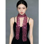 欧美时尚亚马逊热销款刺绣亮片镂空小围巾潮流珠片项链围巾女士