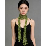 欧美时尚亚马逊热销款刺绣亮片镂空小围巾潮流珠片项链围巾女士
