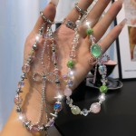 粉色系手机链串珠混款高级感链条 ins蝴蝶结水钻挂饰水晶钥匙挂绳
