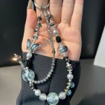 粉色系手机链串珠混款高级感链条 ins蝴蝶结水钻挂饰水晶钥匙挂绳