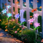 跨境新款太阳能百合花光纤庭院灯led户外庭院装饰灯草坪地插灯