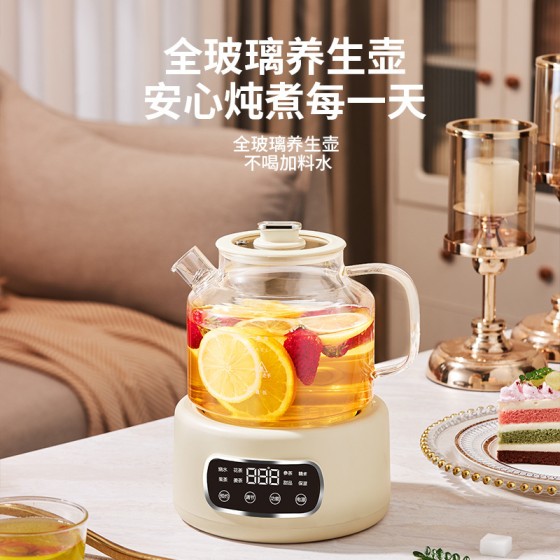 110V美规养生壶家用1.2升多功能全玻璃煮茶器烧水壶办公室花茶壶