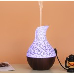 工厂直销水滴蘑菇七彩灯USB浅木纹桃木车载 圆形大容量加湿器