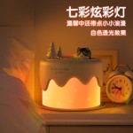 跨境新款USB充电猫咪小蛋糕加湿器带七彩氛围灯家用卧室静音喷雾