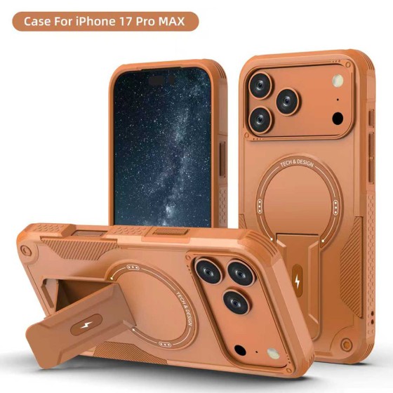 跨境德甲引磁隐藏式支架适用苹果iphone17Pro Max手机壳防摔磁吸