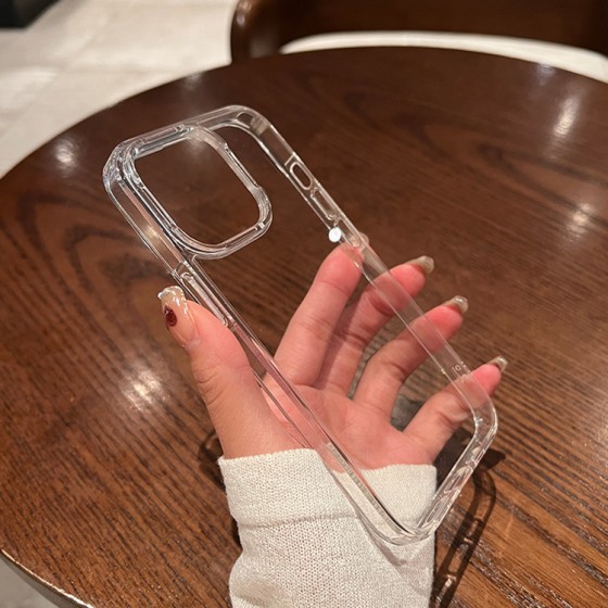适用苹果17手机壳透明13防摔14promax亚克力15凹槽滴胶iphone16套