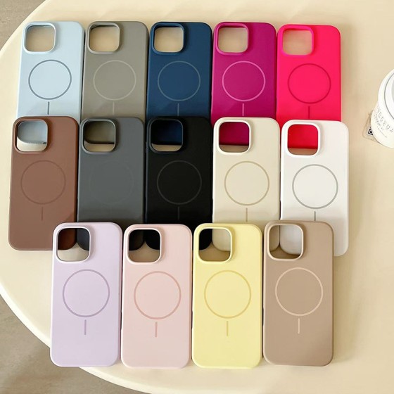 适用iphone16pro细圈磁吸液态硅胶手机壳苹果17AIR防摔纯色保护套