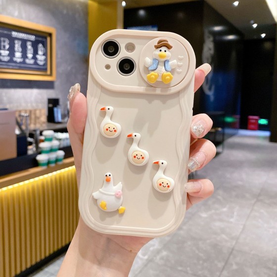 波浪推窗适用iPhone15PRO手机推拉窗diy鸭子软壳苹果16保护套13xr
