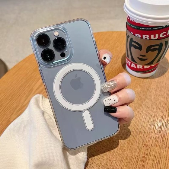 Magsafe磁吸手机壳适用苹果17透明亚克力16pro全包iphone15手机壳