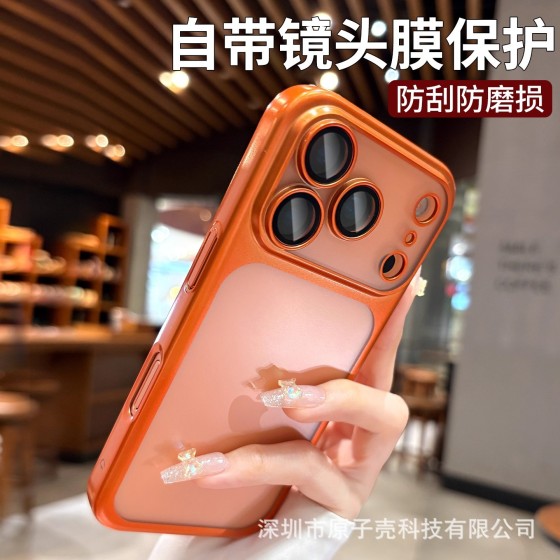 适用iPhone17promax原机磨砂电镀手机壳苹果16全包镜头防摔保护套