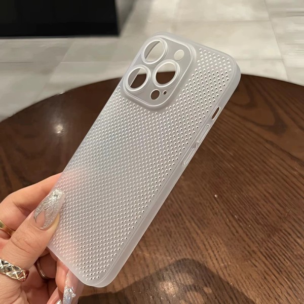 适用iPhone17pro透气网孔散热手机壳苹果16磨砂超薄防摔PP保护套