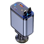 车载手机充电器超级快充伸缩线一拖四闪充点烟器汽车适用苹果车充
