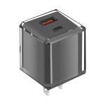 手机充电器PD20W+QC3.0快充透明充电宝水晶迷你充电头A+C双口