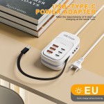 新款手机多口充电器6usb延长线自带线type-c 3pd3usb排插充电头