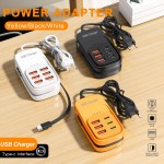 新款手机多口充电器6usb延长线自带线type-c 3pd3usb排插充电头