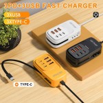 新款手机多口充电器6usb延长线自带线type-c 3pd3usb排插充电头