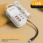 新款手机多口充电器6usb延长线自带线type-c 3pd3usb排插充电头