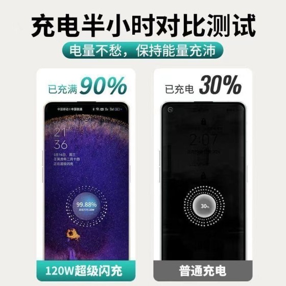 100w适用oppo120W超级闪充reno5/6/7pro手机67W数据线80W充电器头