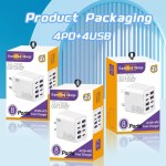 240W多口充电器PD手机插头4USB-4type-c充电头欧美英规电源适配器