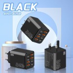 240W多口充电器PD手机插头4USB-4type-c充电头欧美英规电源适配器