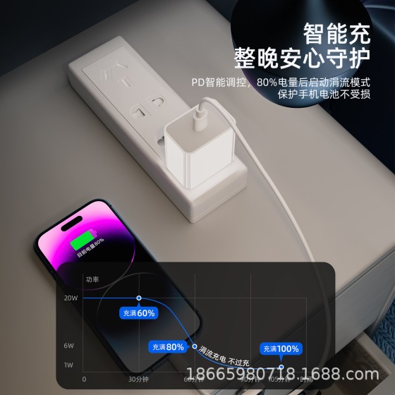 工厂现货3C认证20W适用30插头PD快充头双C口苹果充电器手机充电头
