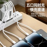 跨境240多口带灯充电器3PD+2USB适用苹果华为手机美规欧规快充头