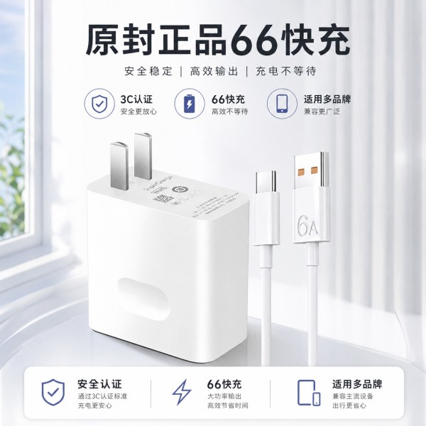 120超级快充充电器 适用华为手机充电头安卓快充头6A数据线typec