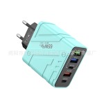 多口机甲欧美规手机充电器快充头3usb+2C适用华为苹果五口充电头