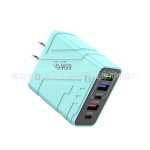 多口机甲欧美规手机充电器快充头3usb+2C适用华为苹果五口充电头