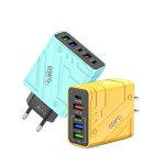 多口机甲欧美规手机充电器快充头3usb+2C适用华为苹果五口充电头