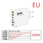 跨境新款200W多口充电器3USB+3PD手机六合一快充头5V2.4A欧美英规