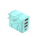 机甲风手机充电器多口充电器USB快充5V3A三U安卓5V3A 充电头typec
