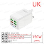 新款欧标150W充电头4u口+2PD手机充电器6合1多口充电头5v3A