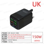 新款欧标150W充电头4u口+2PD手机充电器6合1多口充电头5v3A